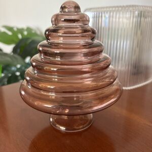 Elegant Glass Swirl Pink/Mauve Tree 8”